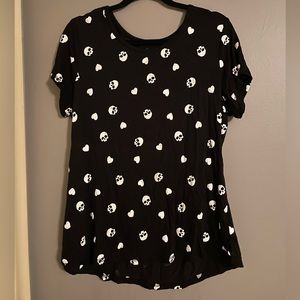 Goth / Emo / Punk / Scene Skull and Heart Black Shirt no boundaries